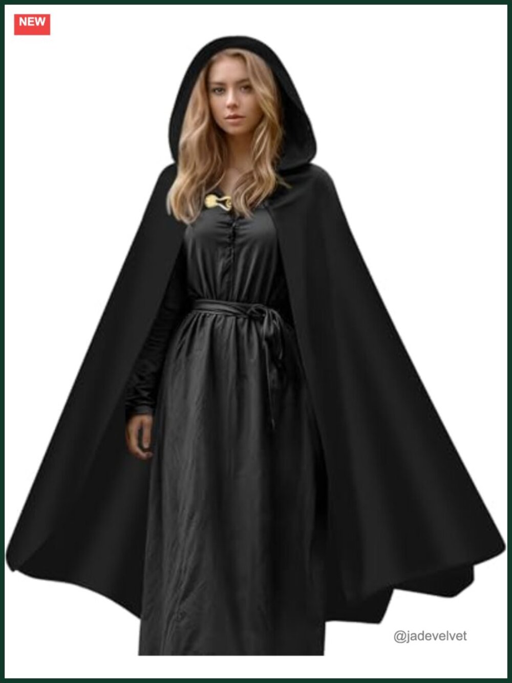 Renaissance Hooded Cloak Gothic Medieval Cape Halloween Cosplay Costume for